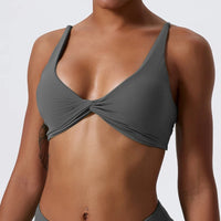Hearuisavy Shockproof Push-Up Sports Bra - Pleated Quick-Dry