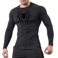 Spider Print Long-Sleeve Men's Compression Rash Guard