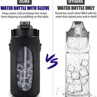 2L Motivational Water Bottle with Straw, Sleeve & Time Marker - 64oz