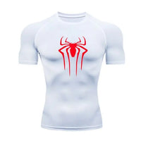 Superhero Print Men's Compression Rash Guard Tee - Quick-Dry