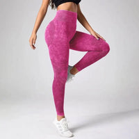 Tie-Dye Tummy Control Yoga Leggings - Seamless Ankle-Length