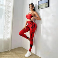 Tie-Dye Seamless Yoga Set - Sports Bra & High-Waist Leggings