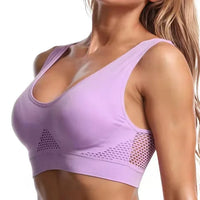 Seamless Mesh Vest Sports Bra - Removable Pad, Large Size