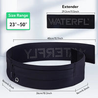 WATERFLY Running Belt Fanny Pack Slim Elastic Sport Workout Waistband For Men and Women Belt Marathon Jogger Waist Bag